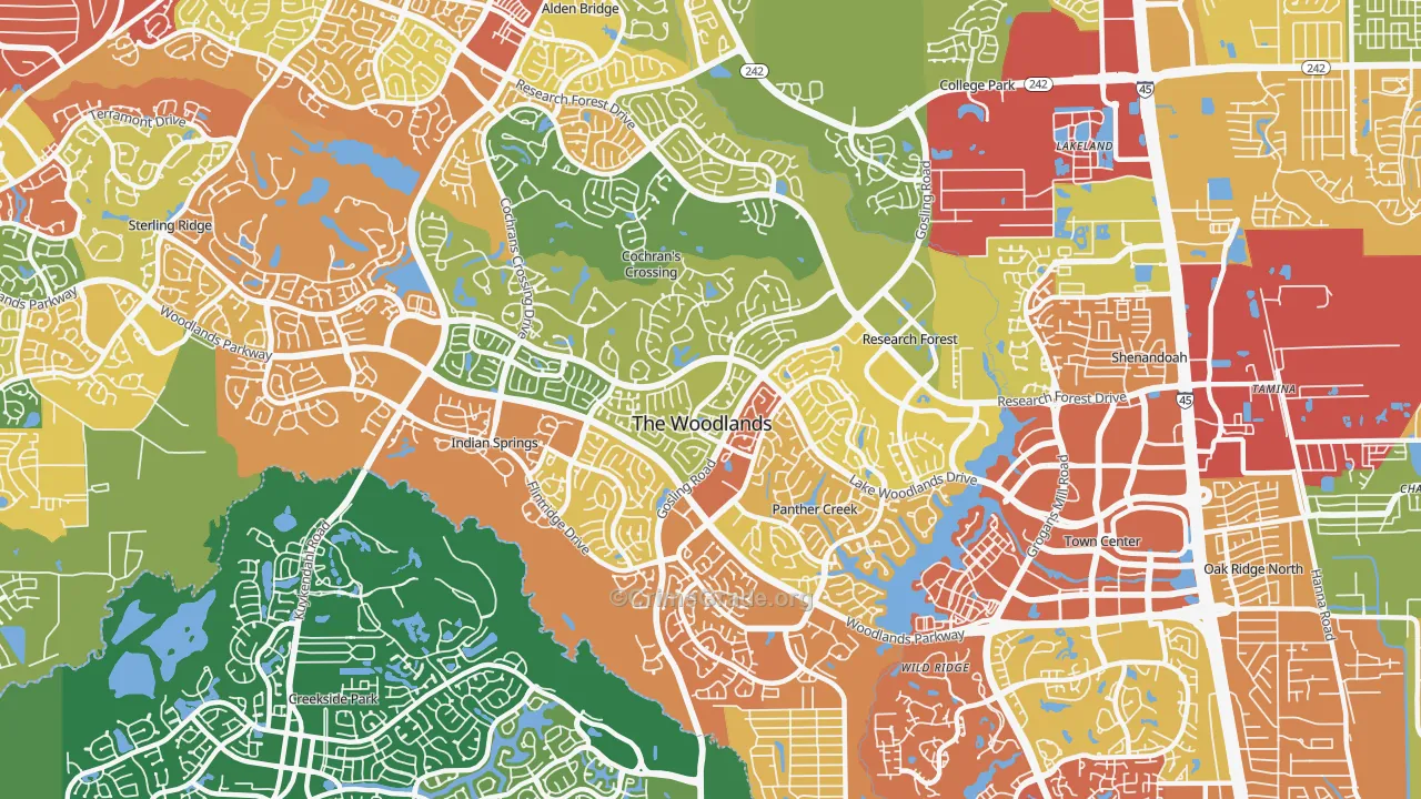 77381, TX Map of Drug-Related Crime Rates