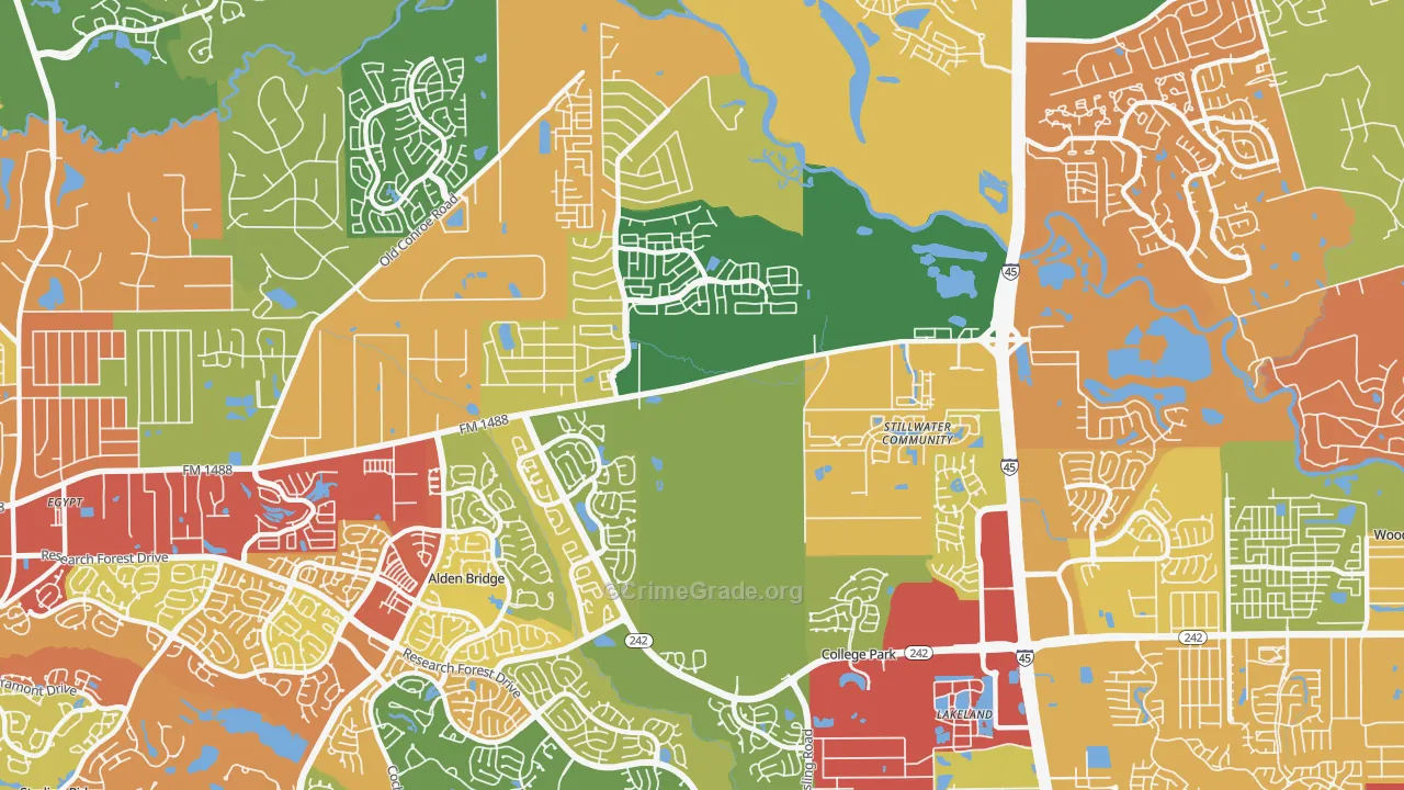 77384, TX Map of Drug-Related Crime Rates