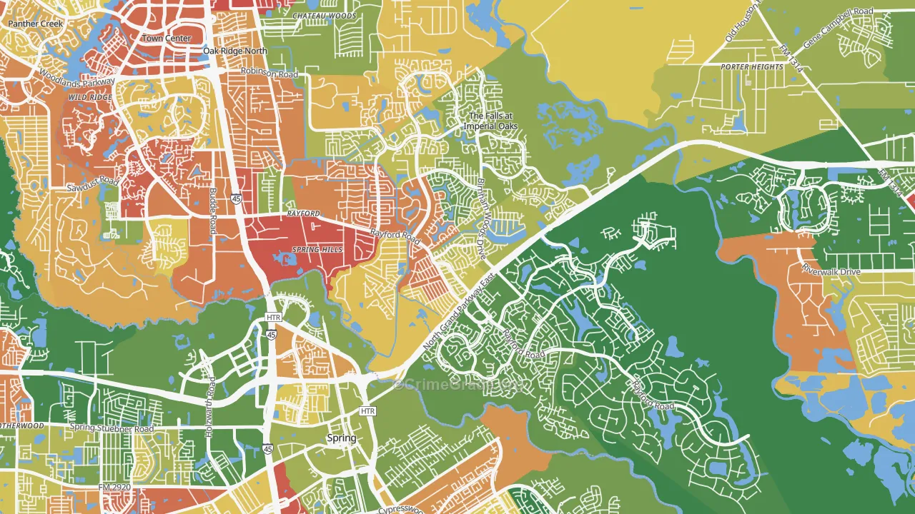 77386, TX Map of Drug-Related Crime Rates