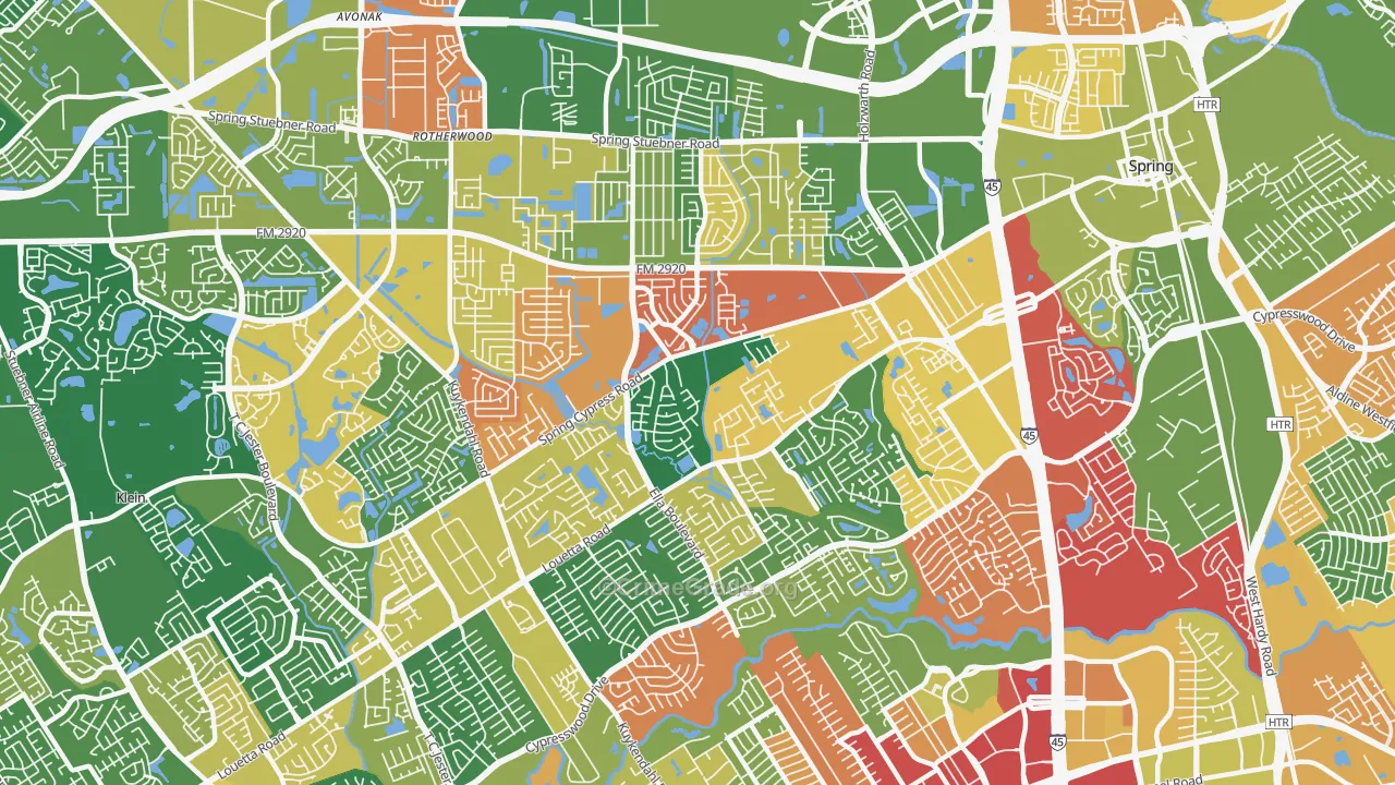 77388, TX Map of Drug-Related Crime Rates