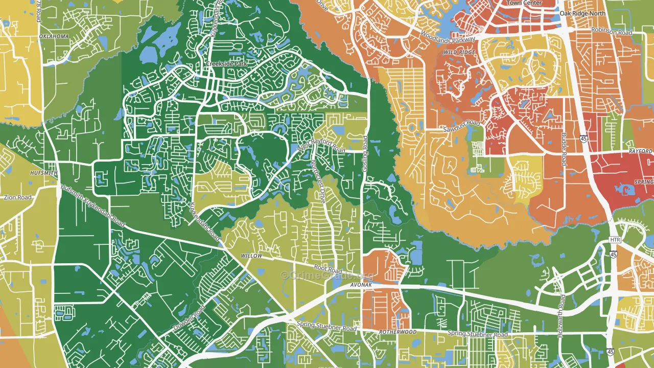 77389, TX Map of Drug-Related Crime Rates