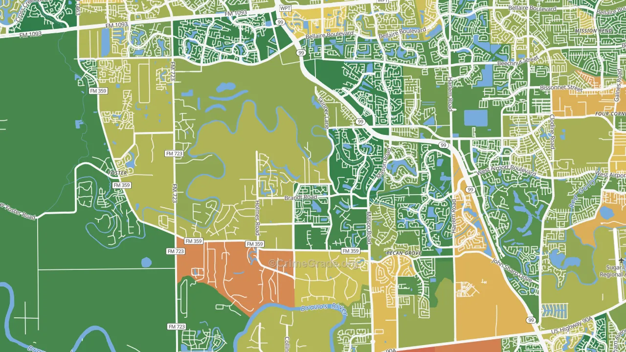 77406, TX Map of Drug-Related Crime Rates