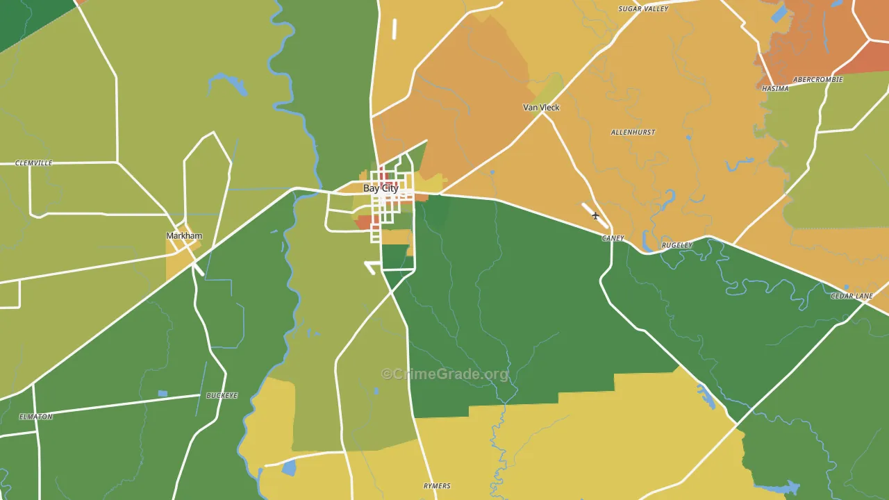 77414, TX Map of Drug-Related Crime Rates