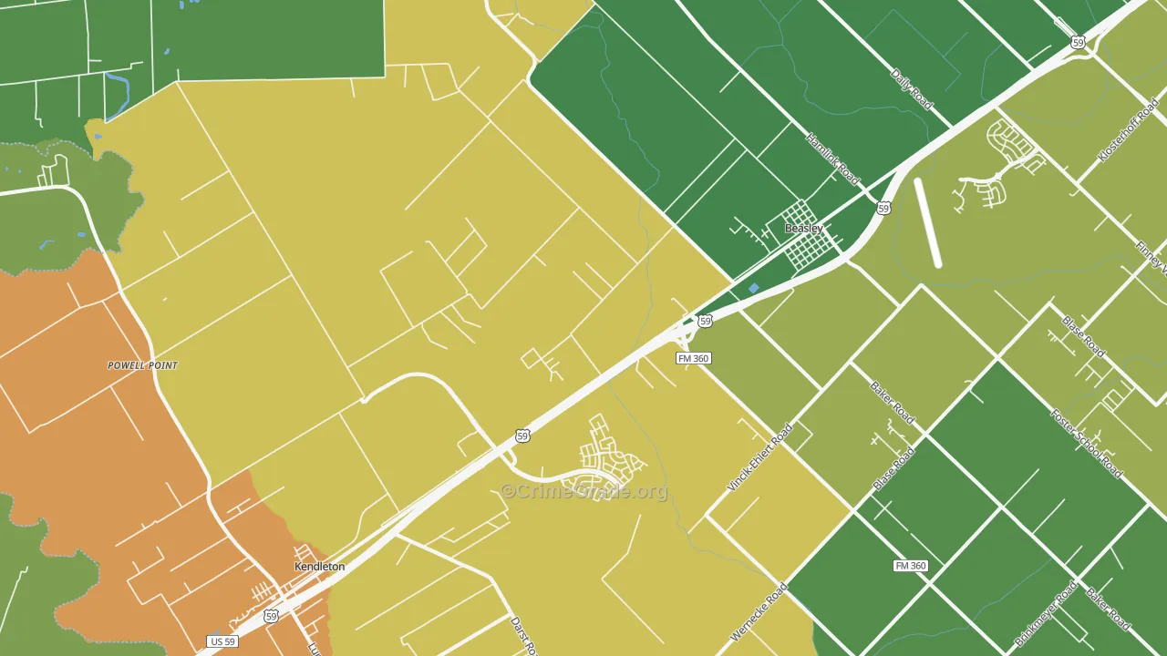 77417, TX Map of Drug-Related Crime Rates