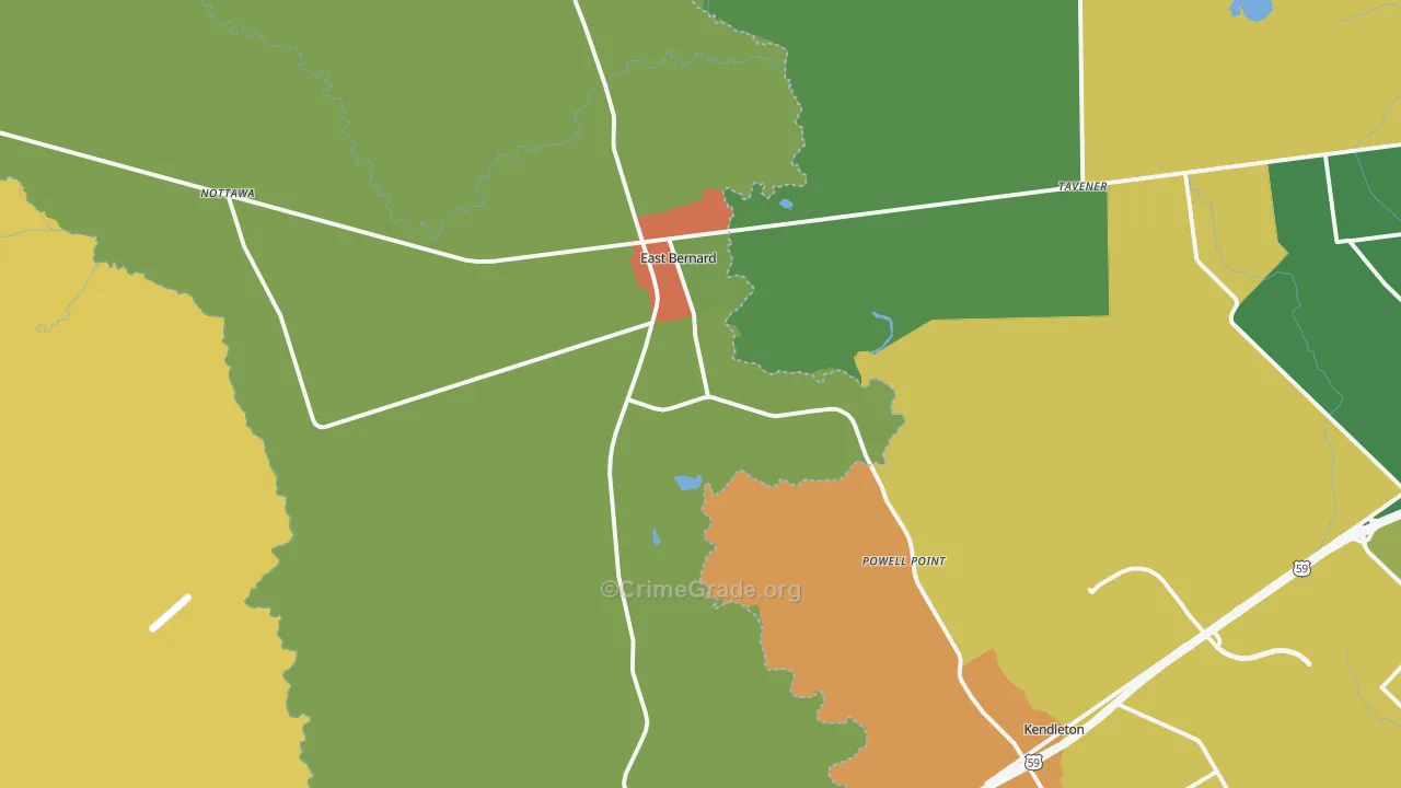 77435, TX Map of Drug-Related Crime Rates
