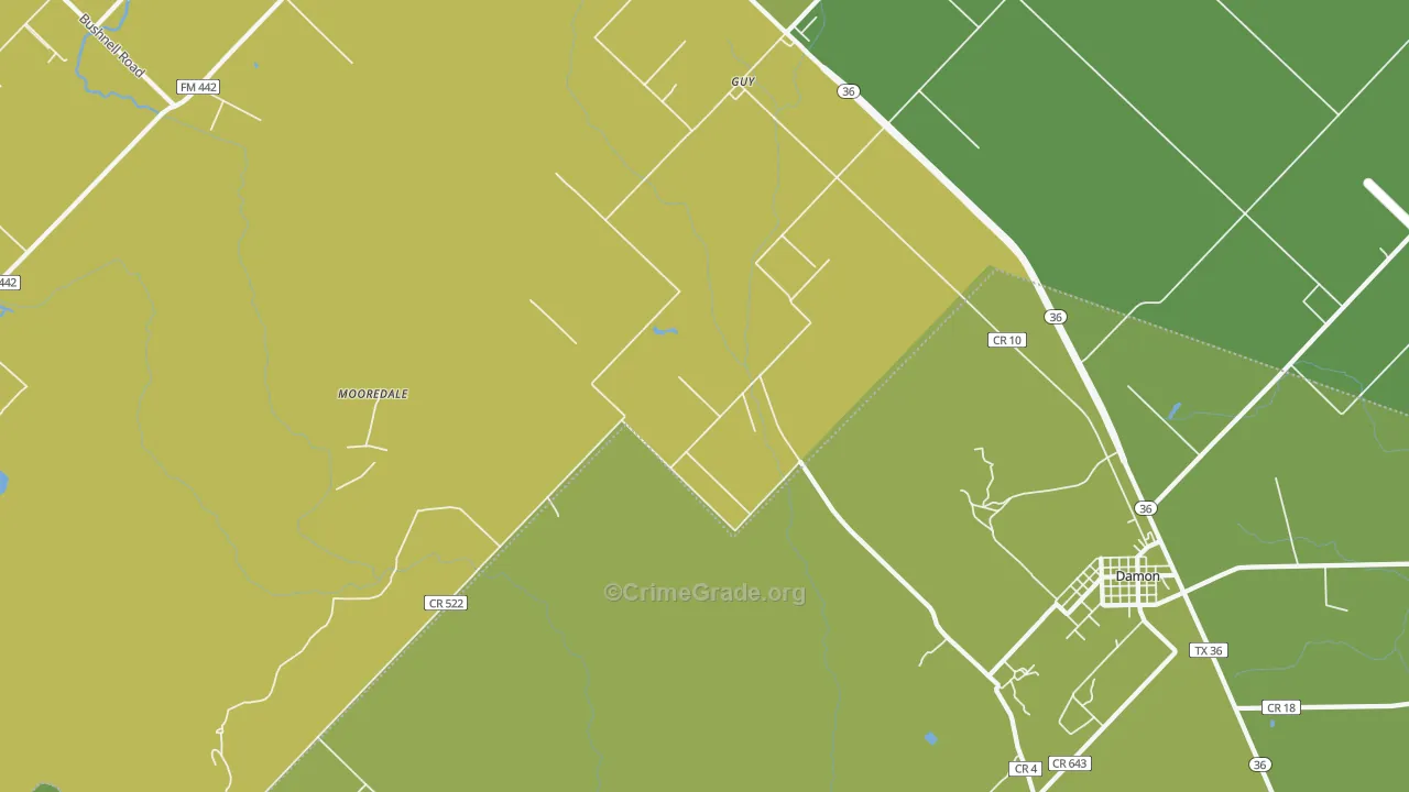 77444, TX Map of Drug-Related Crime Rates