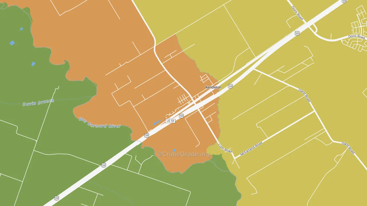 77451, TX Map of Drug-Related Crime Rates