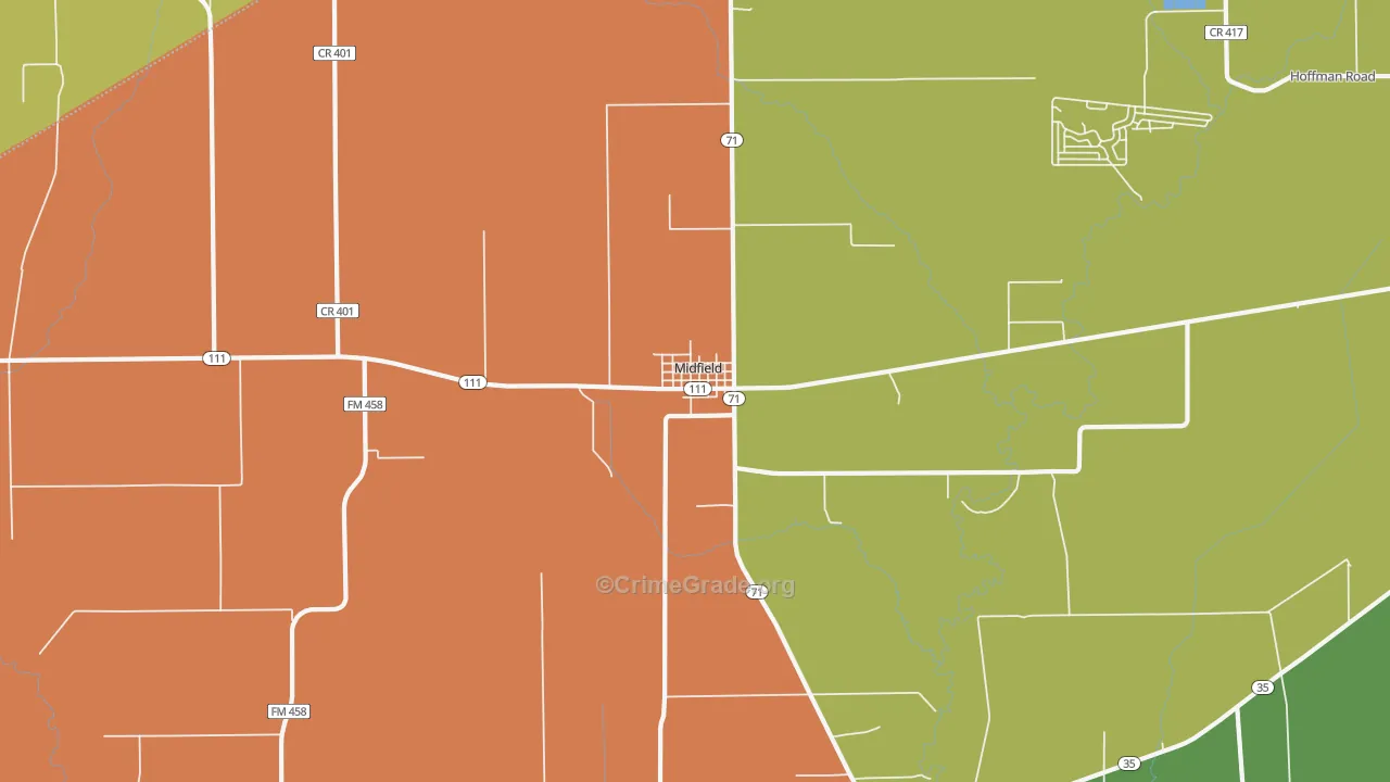 77458, TX Map of Drug-Related Crime Rates