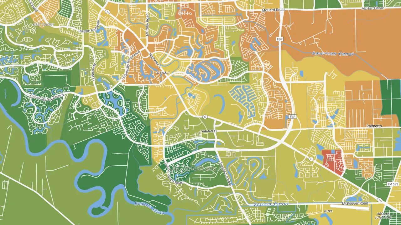 77459, TX Map of Drug-Related Crime Rates