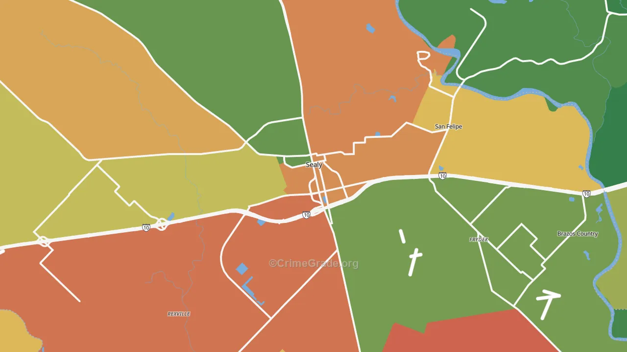 77474, TX Map of Drug-Related Crime Rates