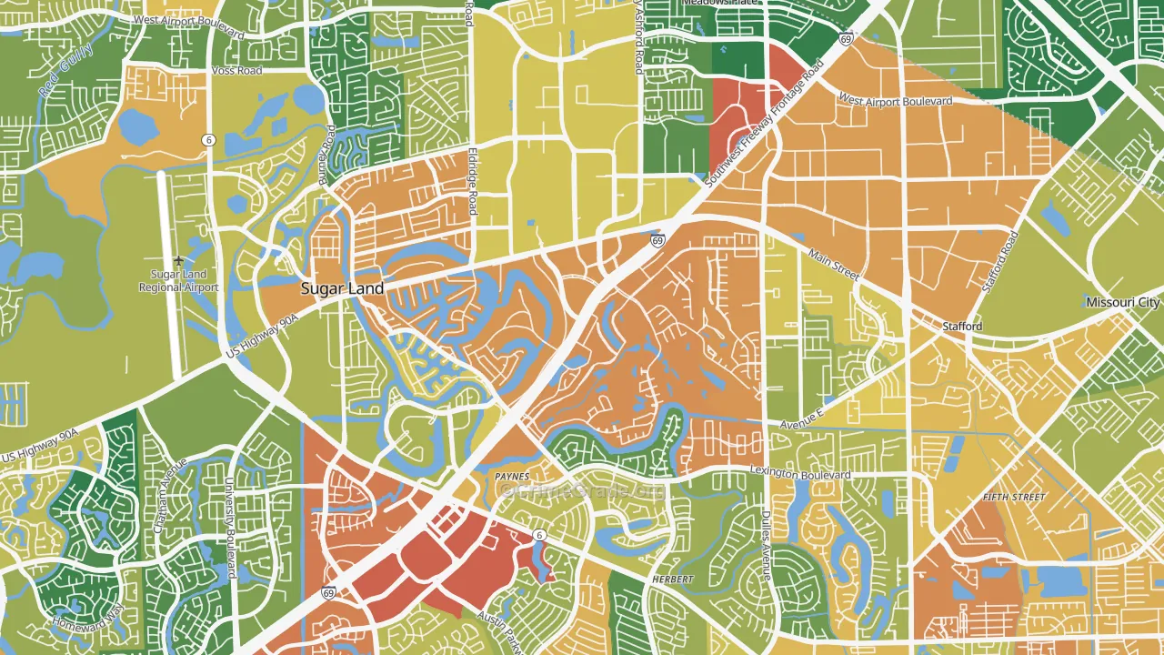 77478, TX Map of Drug-Related Crime Rates