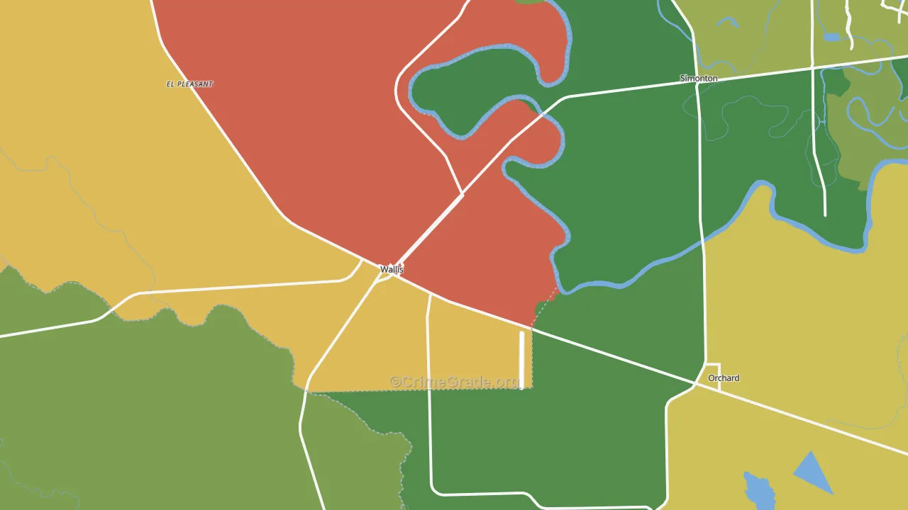 77485, TX Map of Drug-Related Crime Rates