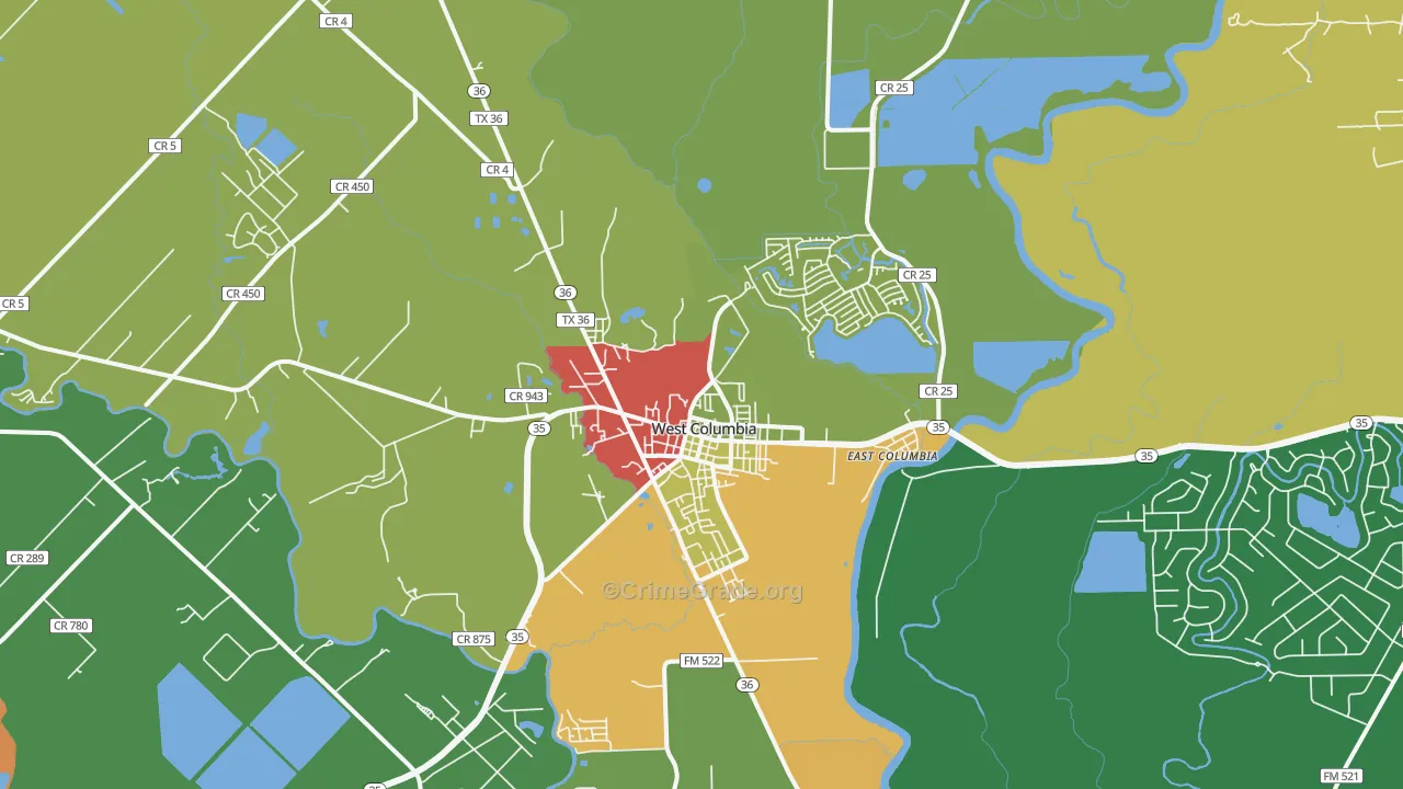 77486, TX Map of Drug-Related Crime Rates