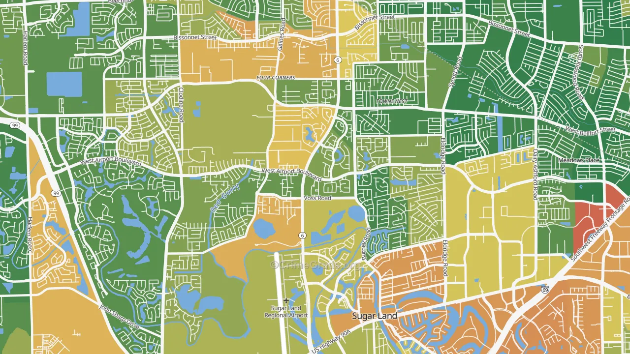 77498, TX Map of Drug-Related Crime Rates