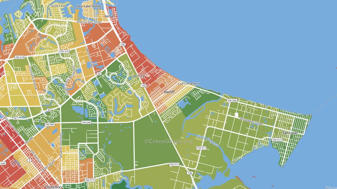 77518, TX Map of Drug-Related Crime Rates