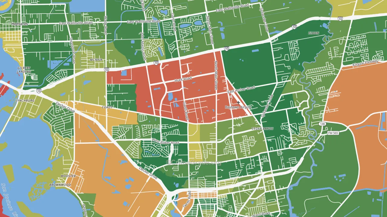 77521, TX Map of Drug-Related Crime Rates