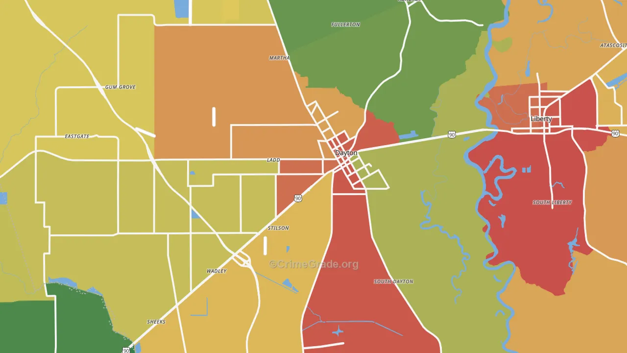 77535, TX Map of Drug-Related Crime Rates