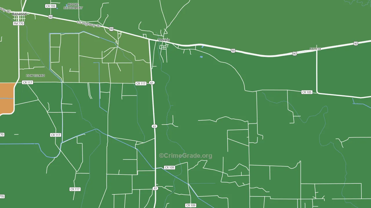 77538, TX Map of Drug-Related Crime Rates
