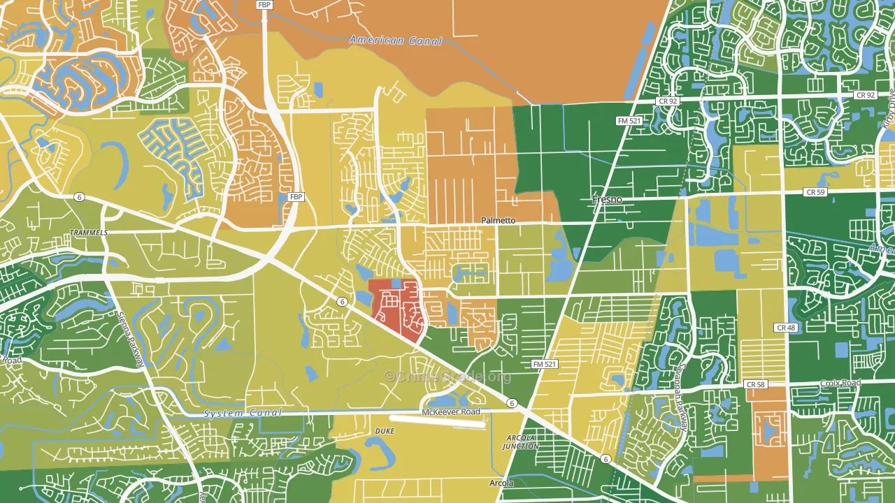 77545, TX Map of Drug-Related Crime Rates