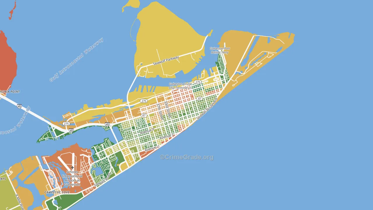 77550, TX Map of Drug-Related Crime Rates