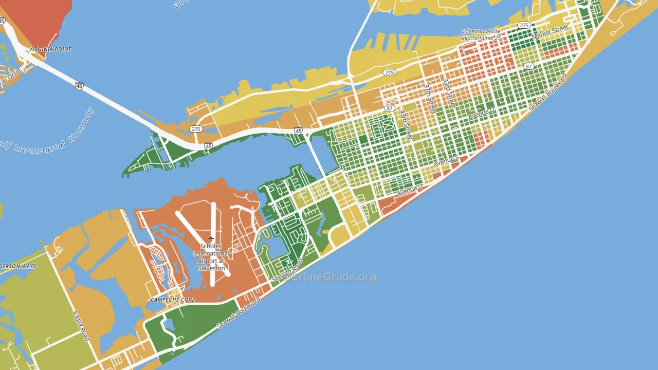 77551, TX Map of Drug-Related Crime Rates