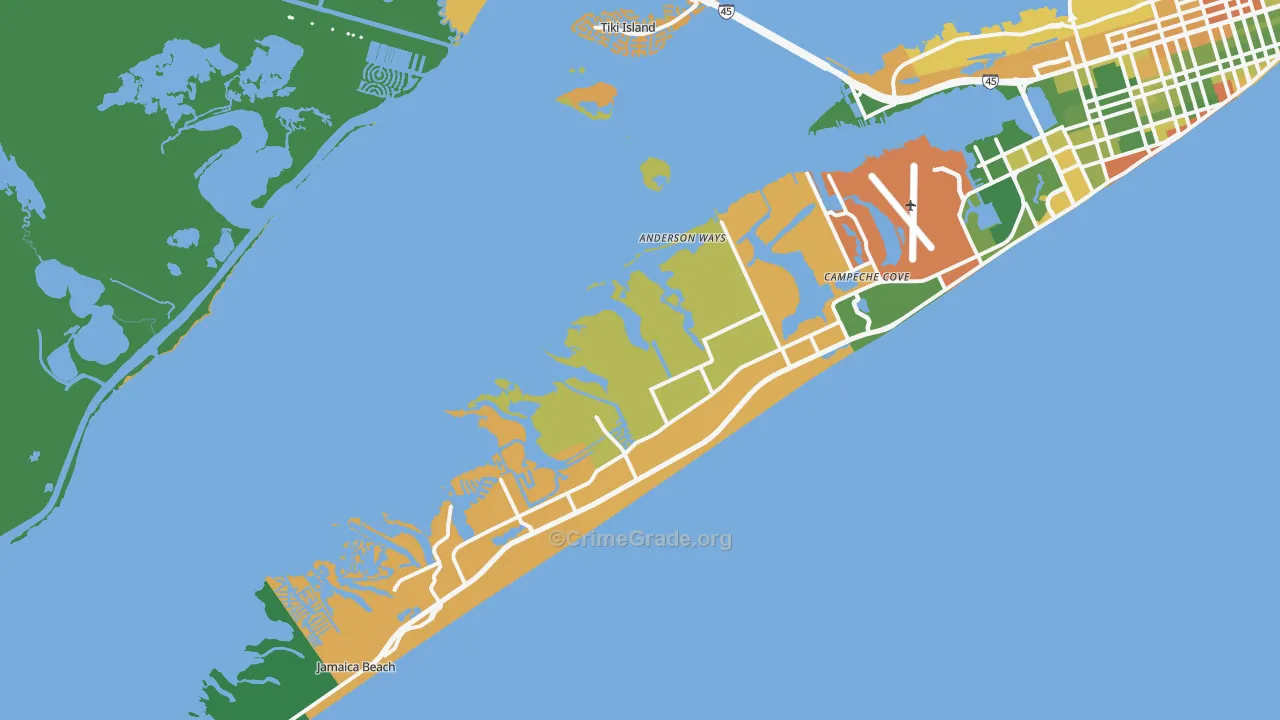 77554, TX Map of Drug-Related Crime Rates