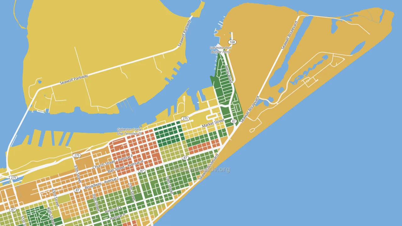 77555, TX Map of Drug-Related Crime Rates