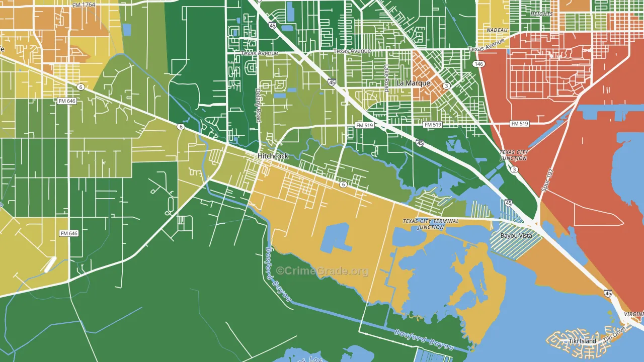 77563, TX Map of Drug-Related Crime Rates