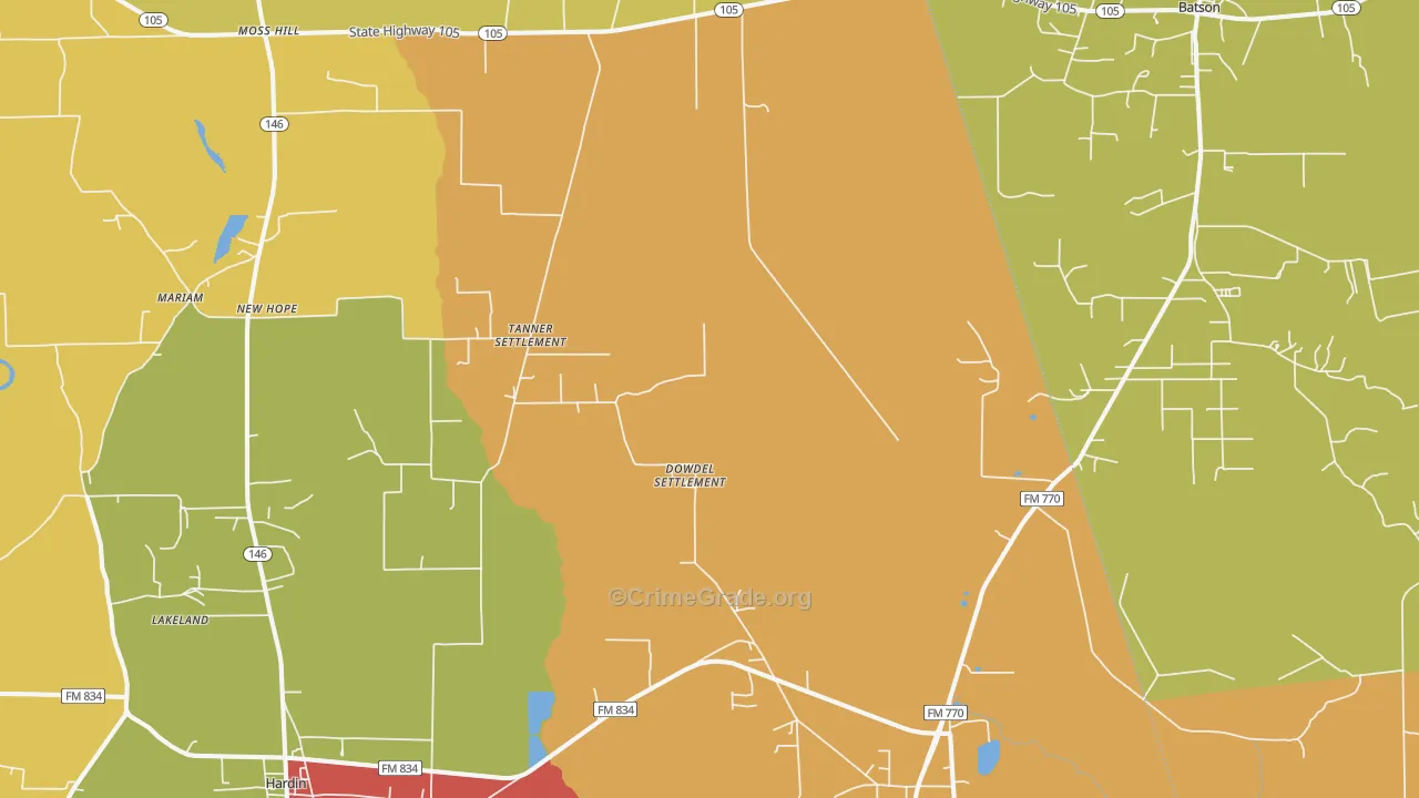 77564, TX Map of Drug-Related Crime Rates