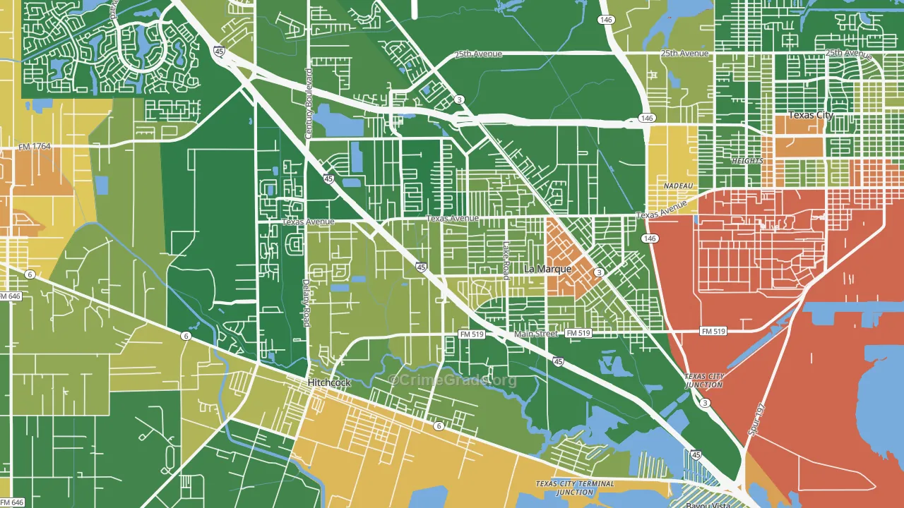 77568, TX Map of Drug-Related Crime Rates