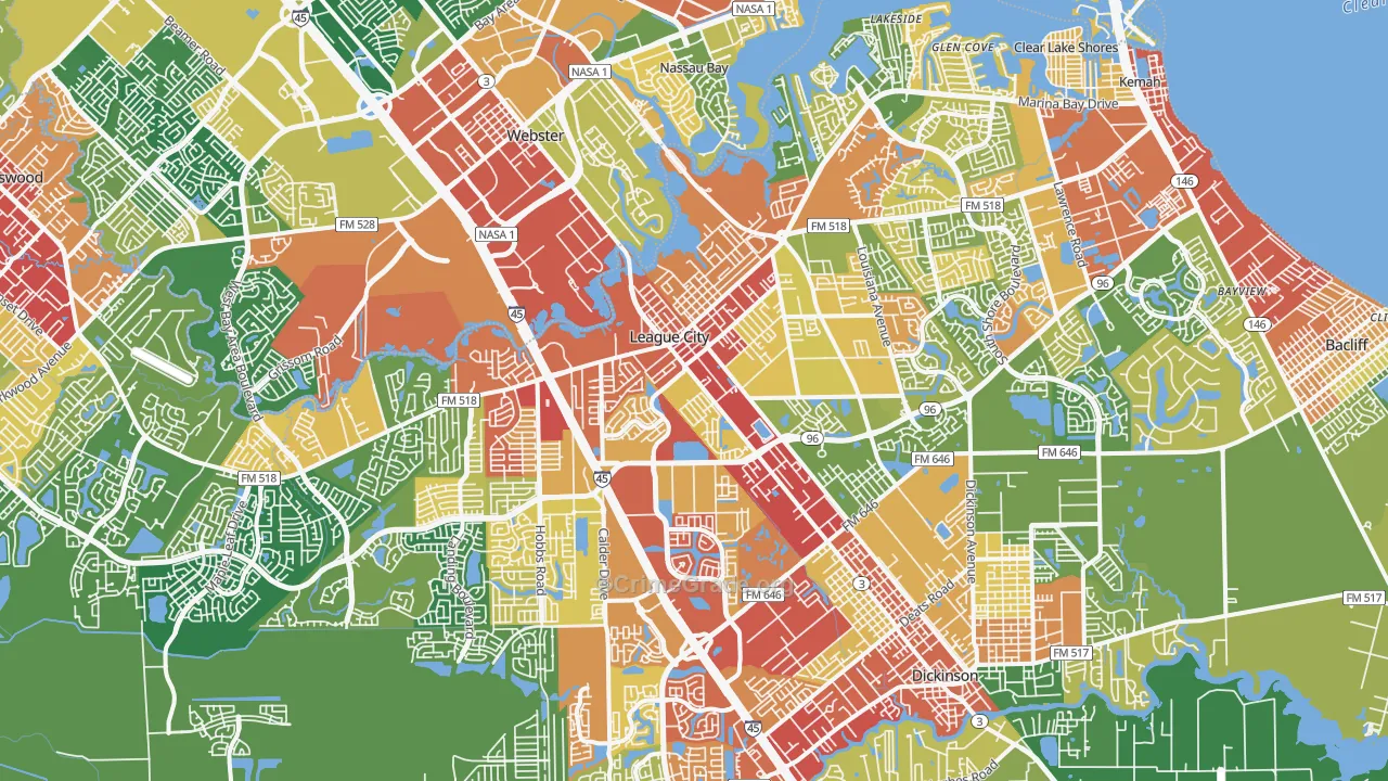 77573, TX Map of Drug-Related Crime Rates