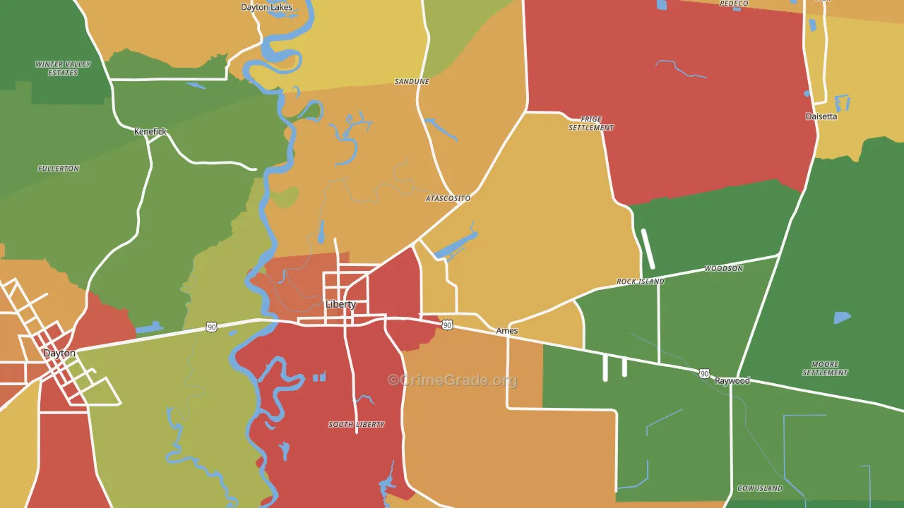77575, TX Map of Drug-Related Crime Rates