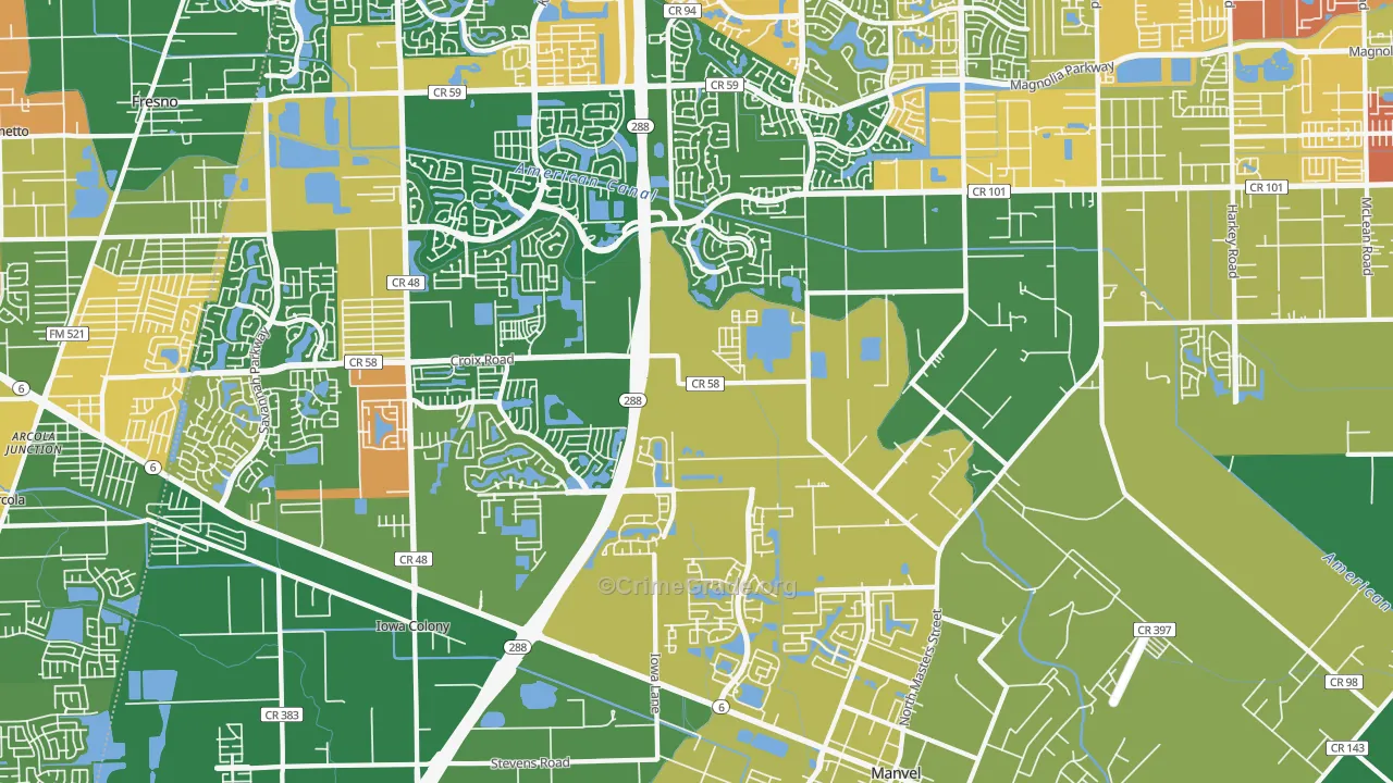 77578, TX Map of Drug-Related Crime Rates