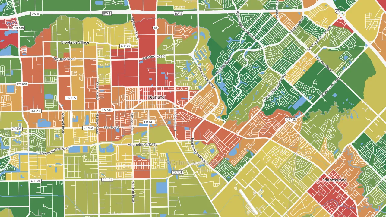 77581, TX Map of Drug-Related Crime Rates