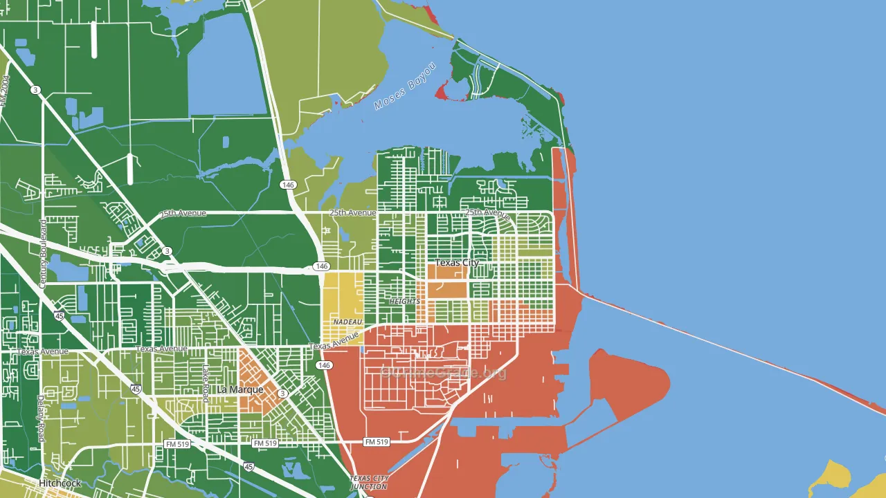 77590, TX Map of Drug-Related Crime Rates