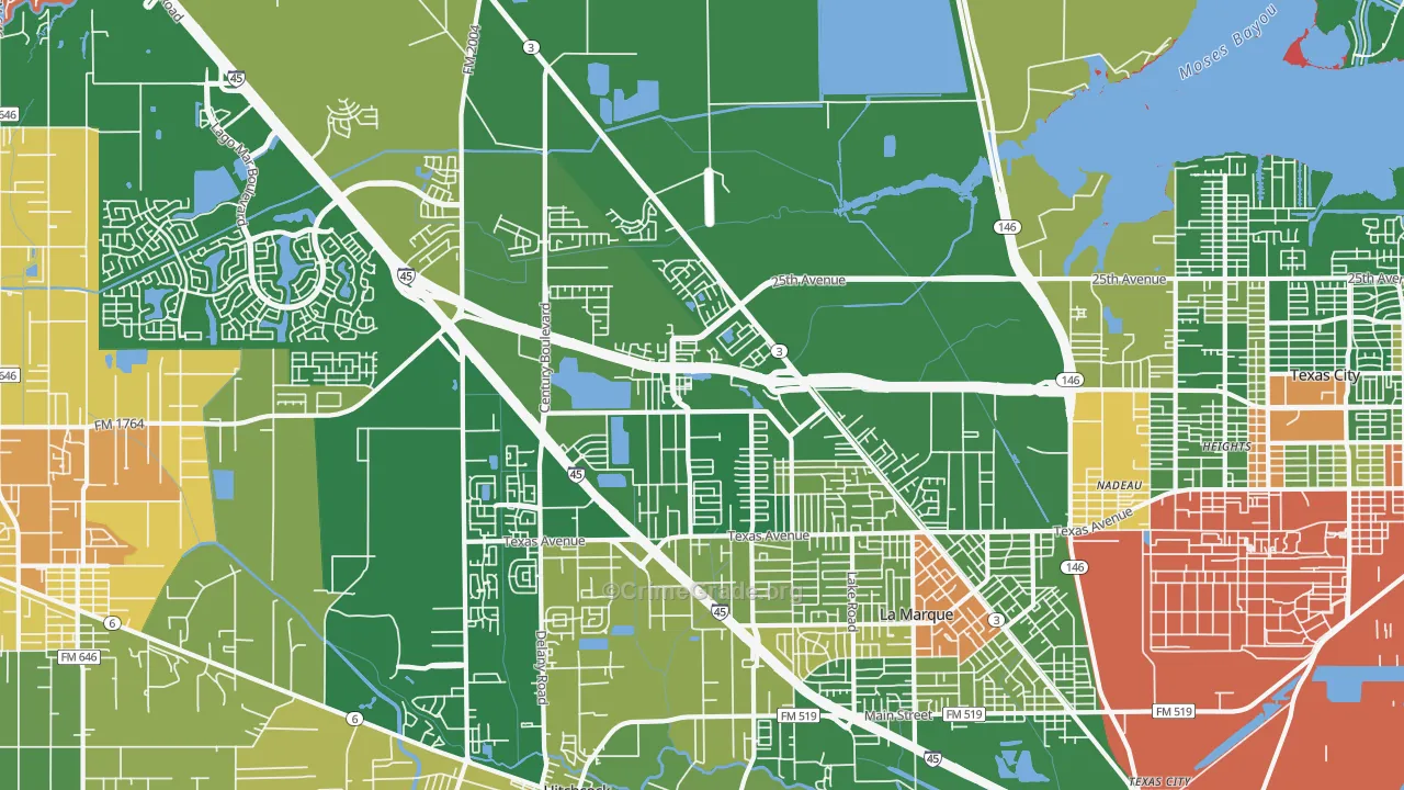 77591, TX Map of Drug-Related Crime Rates