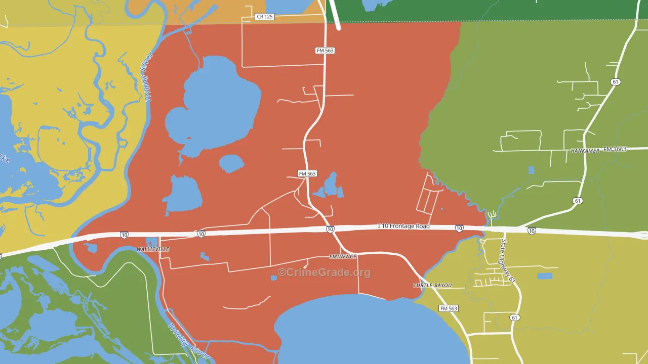 77597, TX Map of Drug-Related Crime Rates