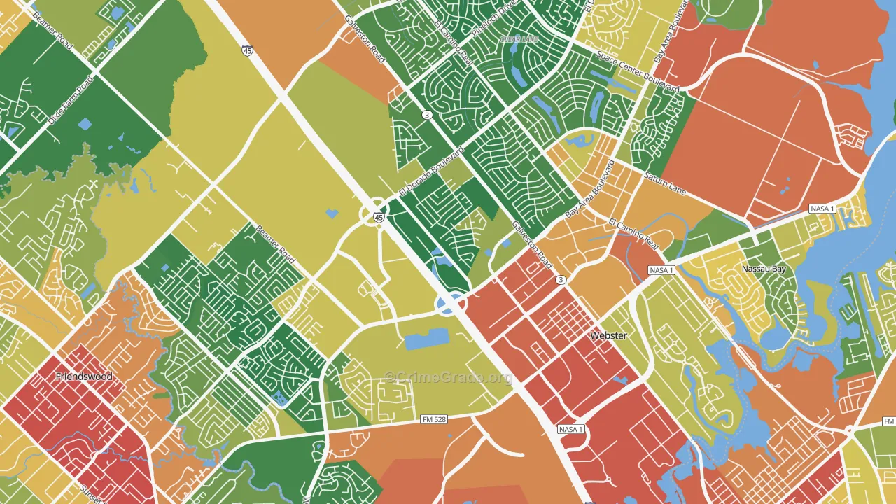 77598, TX Map of Drug-Related Crime Rates