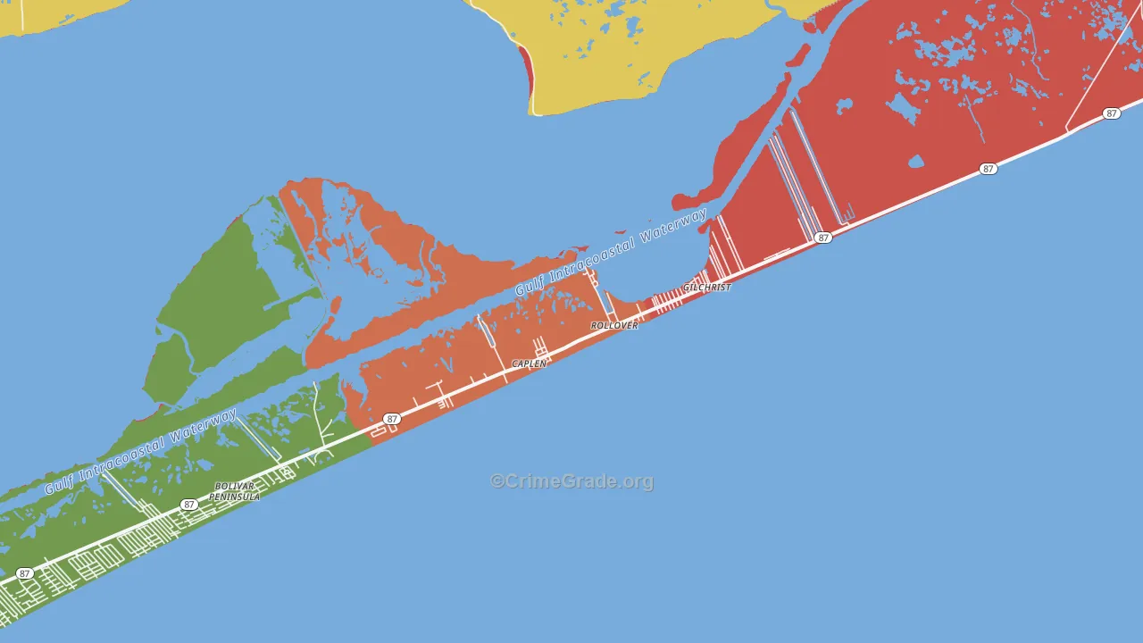 77617, TX Map of Drug-Related Crime Rates
