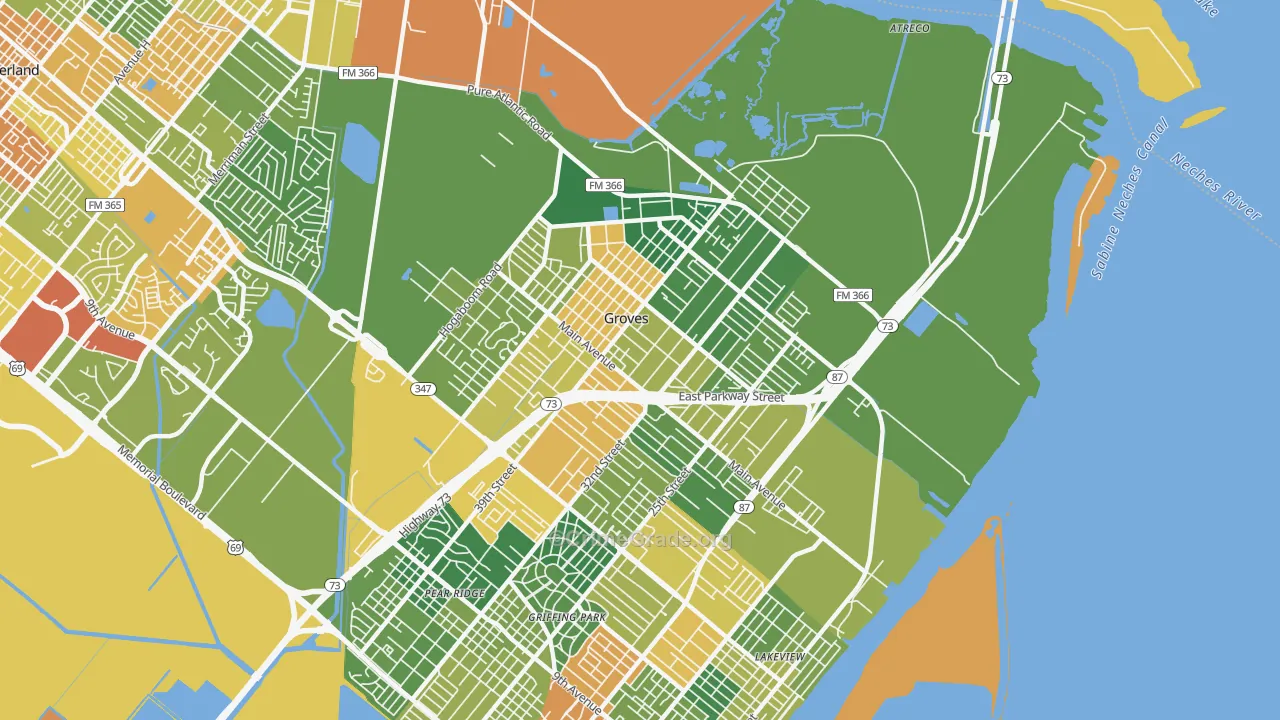 77619, TX Map of Drug-Related Crime Rates