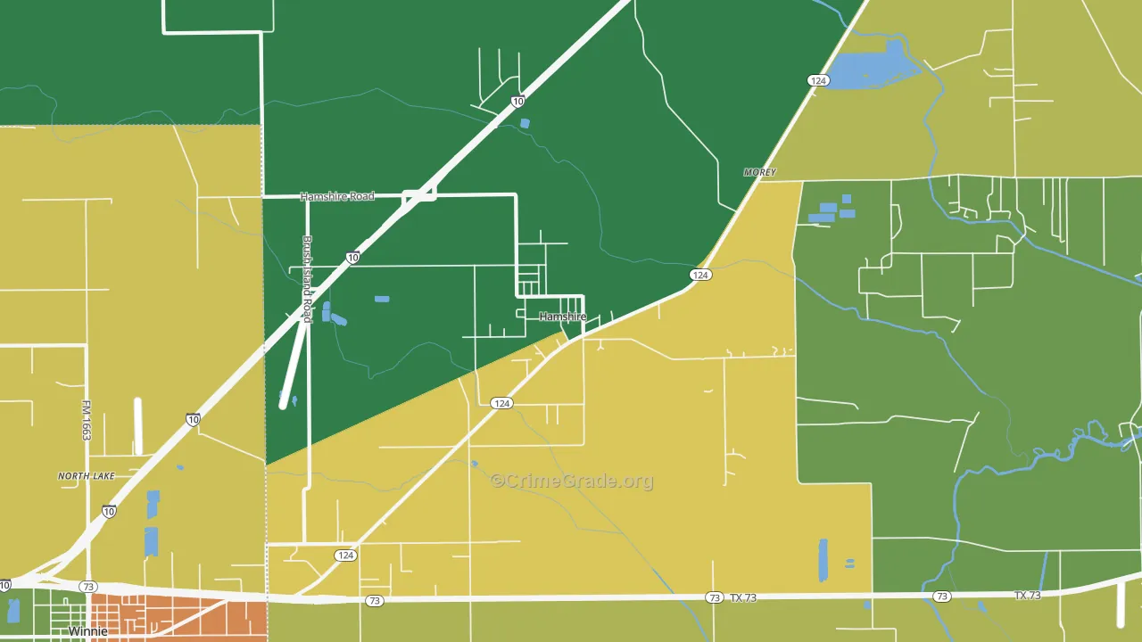 77622, TX Map of Drug-Related Crime Rates