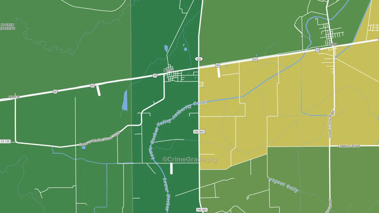 77629, TX Map of Drug-Related Crime Rates