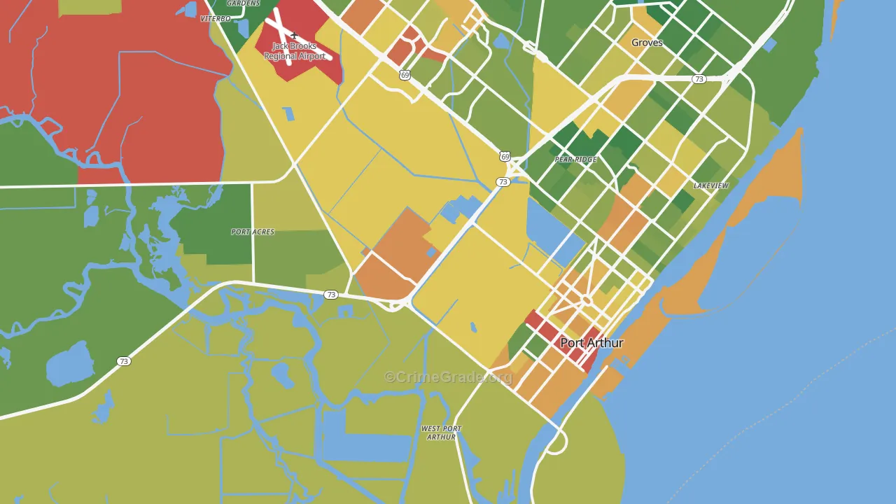 77640, TX Map of Drug-Related Crime Rates