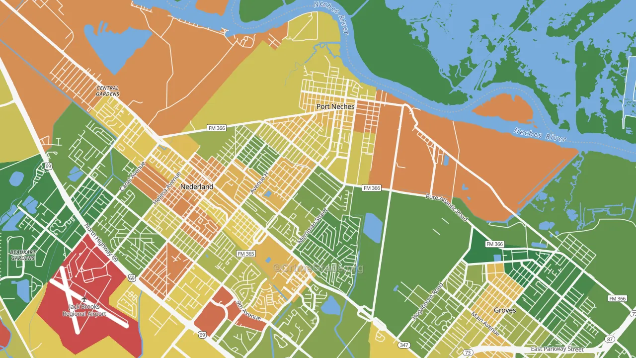 77651, TX Map of Drug-Related Crime Rates