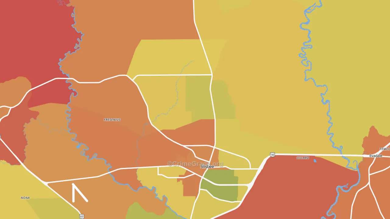 77656, TX Map of Drug-Related Crime Rates