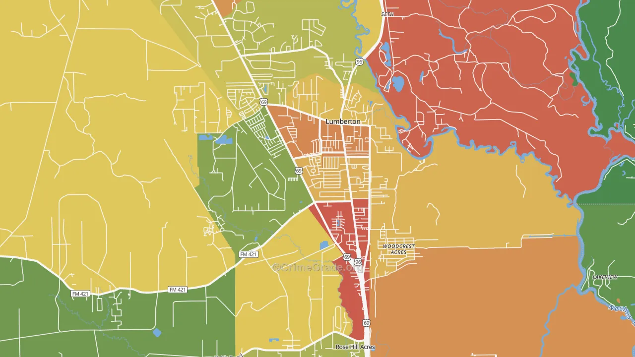 77657, TX Map of Drug-Related Crime Rates