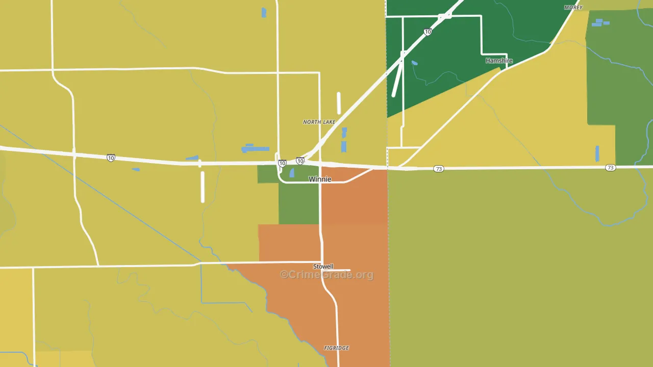 77665, TX Map of Drug-Related Crime Rates