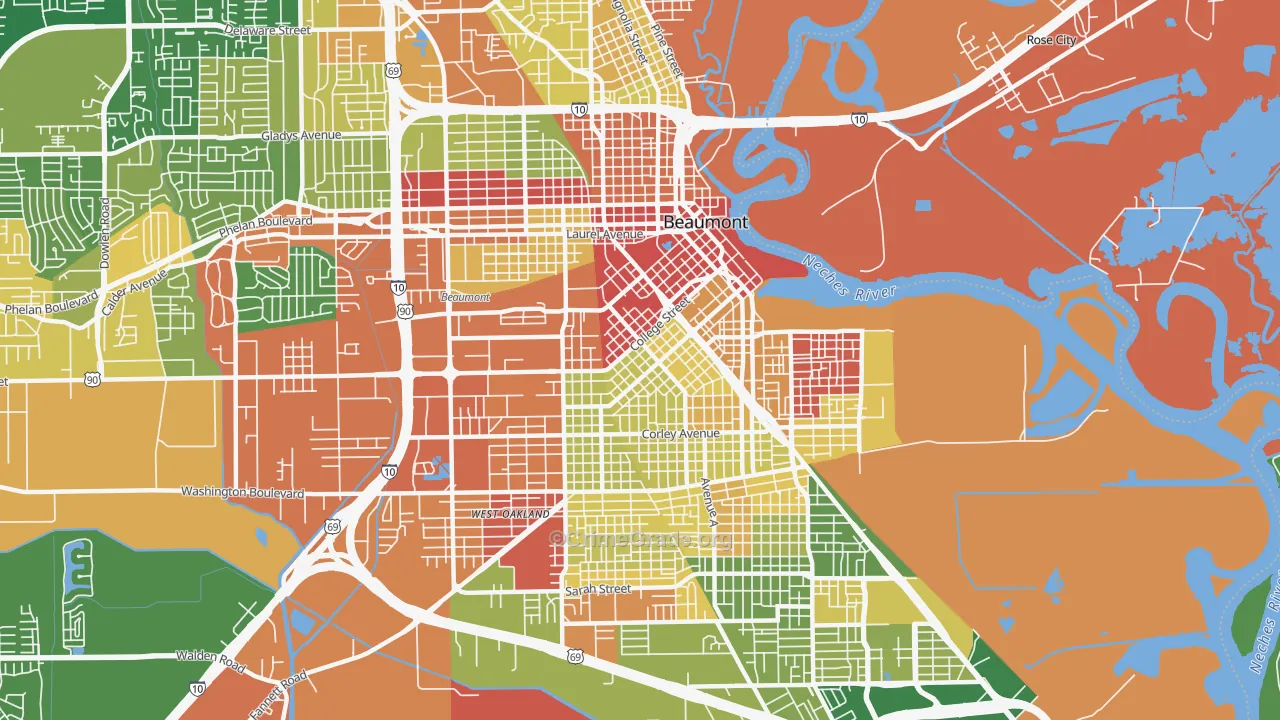 77701, TX Map of Drug-Related Crime Rates