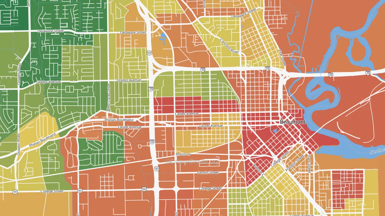 77702, TX Map of Drug-Related Crime Rates