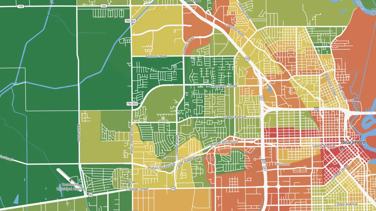 77706, TX Map of Drug-Related Crime Rates